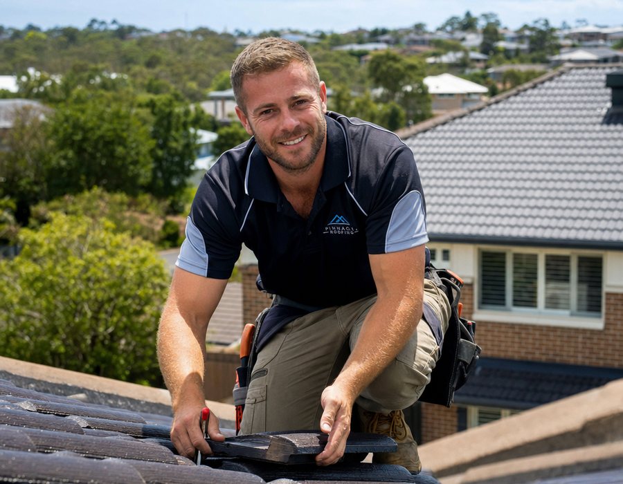 Local roofer working on a Sydney tile roof